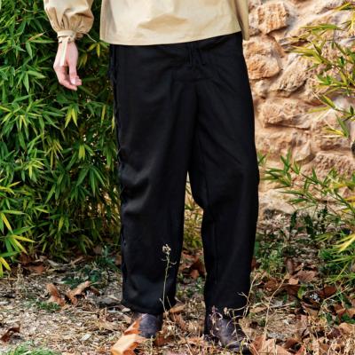 Pantalones medievales con cordón algodón negro