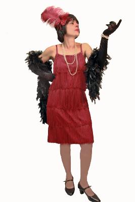 Charlestón flequillos granate