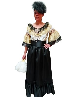 Época 1900 blusa blonda negra