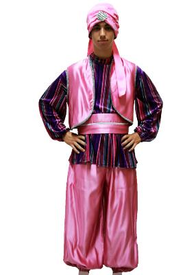 Paje negro camisa rallada rosa y lila