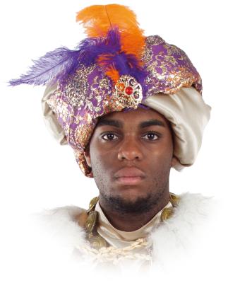 Turbante Rey Baltasar naranja y lila