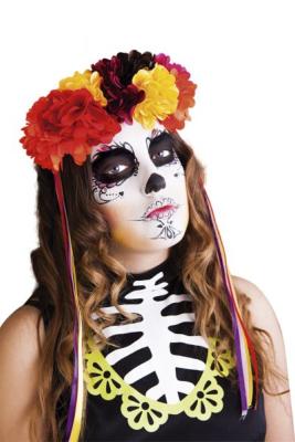 Diadema Katrina flores y cintas colores