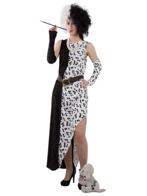 Vestido de Cruela con peluca